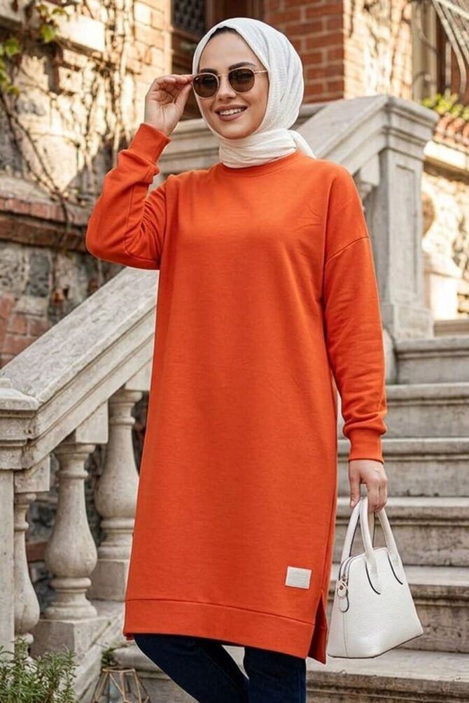 Açık Kırmızı Tesettür Tunik 30645AK - NEVA STYLE