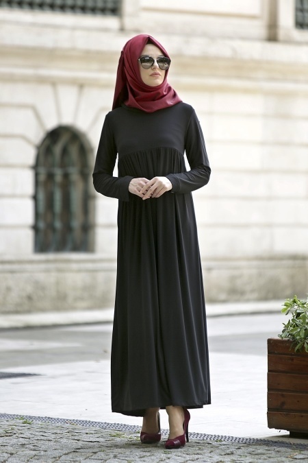 Afra - Black Hijab Dress 2063S