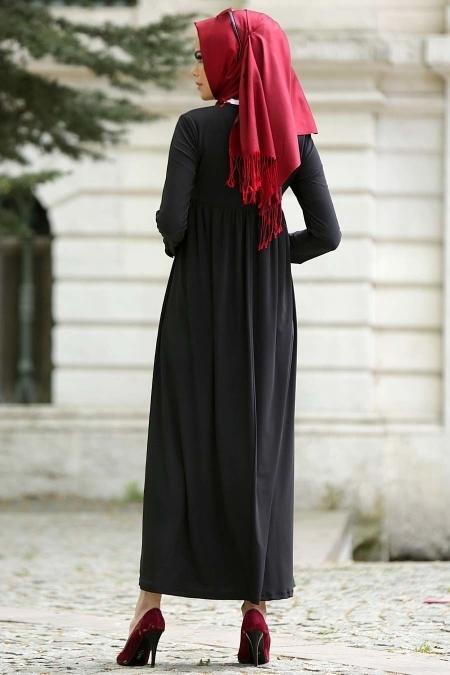 Afra - Black Hijab Dress 2064S - 4