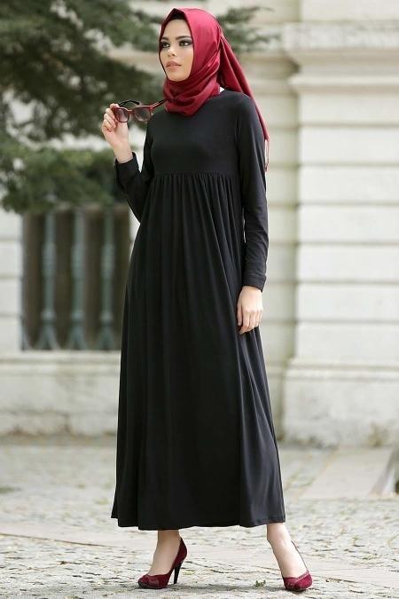 Afra - Black Hijab Dress 2064S - 3