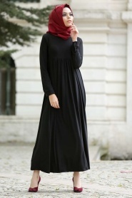 Afra - Black Hijab Dress 2064S - Thumbnail
