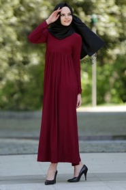 Afra - Claret Red Hijab Dress 2064BR - Thumbnail