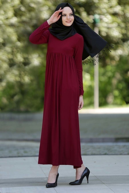 Afra - Claret Red Hijab Dress 2064BR