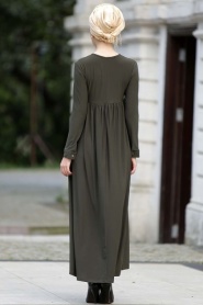 Afra - Khaki Hijab Dress 2064HK - Thumbnail