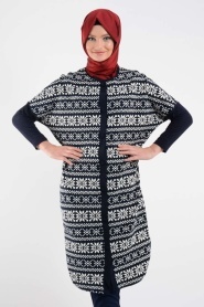 Afra - Navy Blue Hijab Tunic 1016-01L - Thumbnail