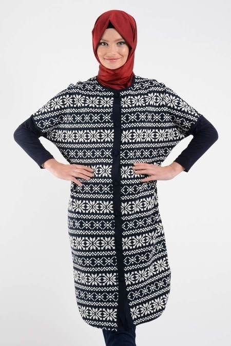 Afra - Navy Blue Hijab Tunic 1016-01L
