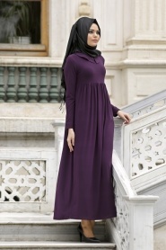 Afra - Plum Color Hijab Dress 2063MU - Thumbnail