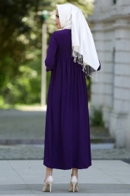 Afra - Plum Color Hijab Dress 2064MOR - Thumbnail
