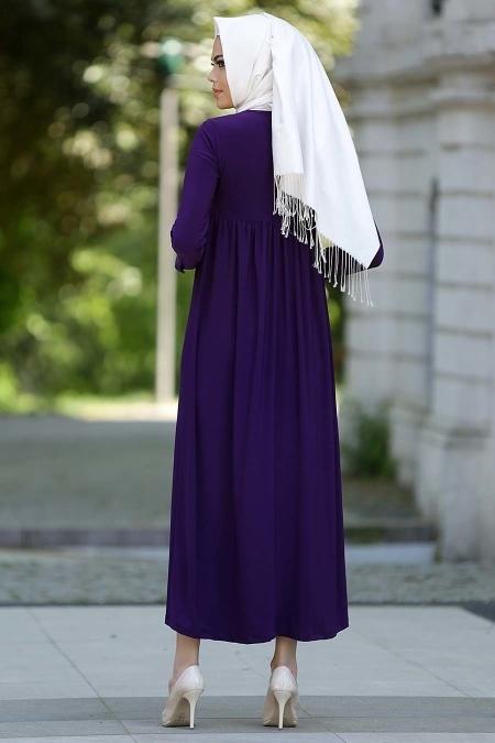 Afra - Plum Color Hijab Dress 2064MOR - 3