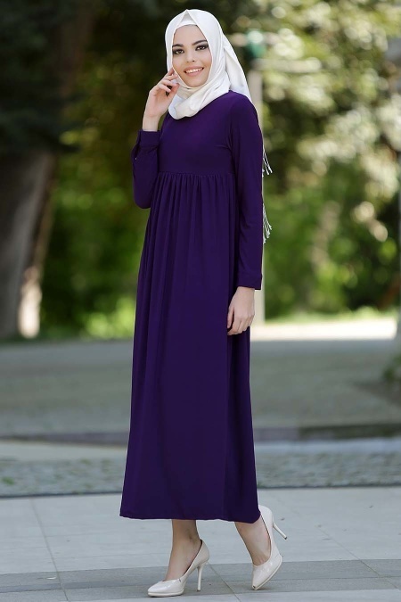 Afra - Plum Color Hijab Dress 2064MOR