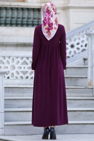 Afra - Plum Color Hijab Dress 2064MU - Thumbnail