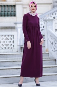 Afra - Plum Color Hijab Dress 2064MU - Thumbnail