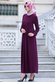 Afra - Plum Color Hijab Dress 2064MU - Thumbnail