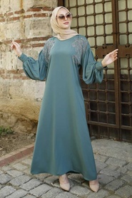 Almond Green Hijab Abaya 3221CY - Thumbnail