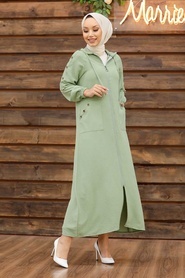 Almond Green Hijab Coat 3729CY - Thumbnail