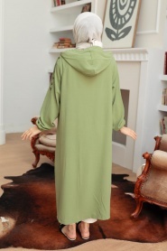 Almond Green Hijab Coat 6298CY - Thumbnail