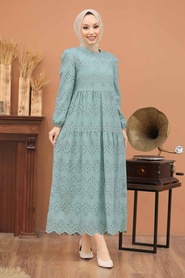Almond Green Hijab Dress 1073CY - Thumbnail