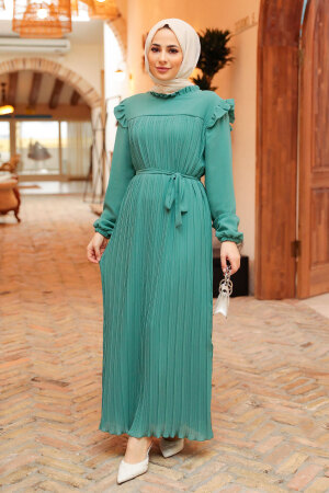 Almond Green Hijab Dress 1199CY - 1