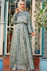 Almond Green Hijab Dress 22165CY - Thumbnail