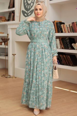 Almond Green Hijab Dress 2270CY - 2