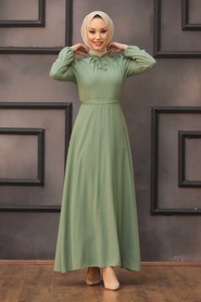 Almond Green Hijab Dress 2734CY - Thumbnail