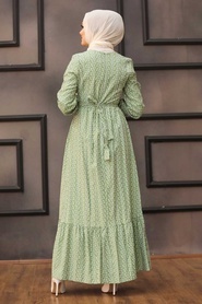 Almond Green Hijab Dress 28480CY - Thumbnail