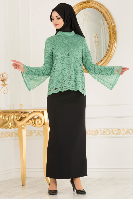 Almond Green Hijab Dual Suit 100355CY