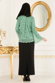 Almond Green Hijab Dual Suit 100355CY - Thumbnail