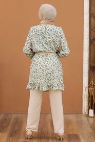 Almond Green Hijab Dual Suit Dress 30410CY - Thumbnail