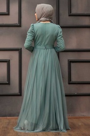Almond Green Hijab Evening Dress 23341CY - Thumbnail