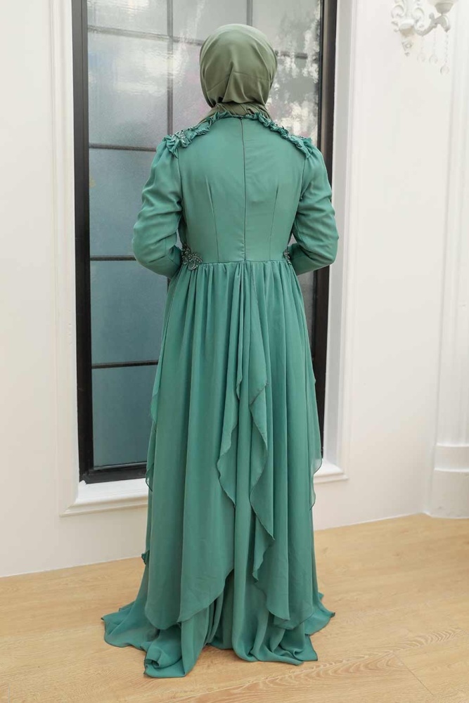 Neva Style - Stylish Almond Green Modest Prom Dress 25807CY - 2