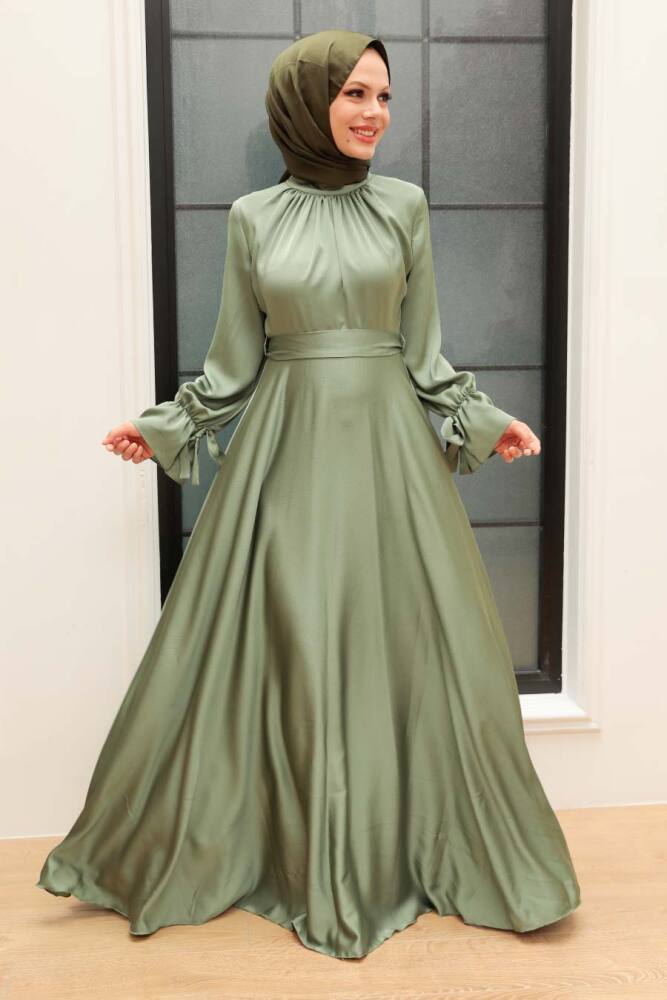 Neva Style - Long Almond Green Modest Prom Dress 3449CY - 1