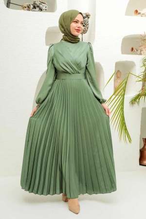 Neva Style - Elegant Almond Green Islamic Clothing Wedding Dress 3452CY - 1