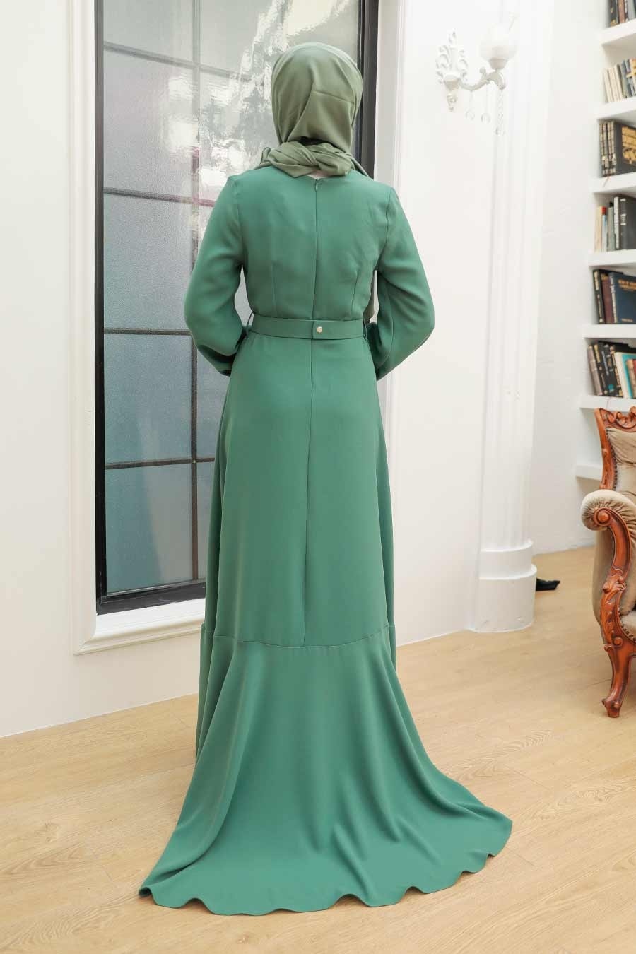 Neva Style - Luxury Almond Green Islamic Clothing Prom Dress 36030CY