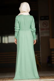 Almond Green Hijab Evening Dress 41860CY - Thumbnail