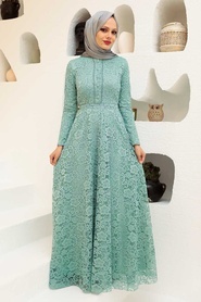 Almond Green Hijab Evening Dress 54720CY - Thumbnail