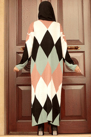 Almond Green Hijab Knitear Suit Dress 31810CY - Thumbnail