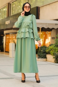 Almond Green Hijab Suit 10051CY - Thumbnail