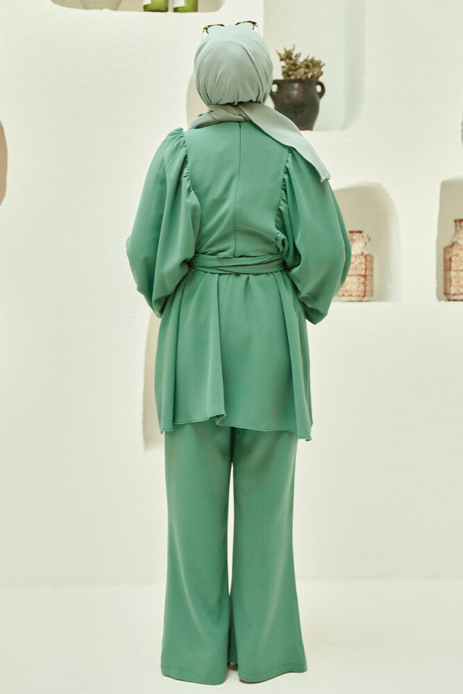 Almond Green Hijab Suit Dress 20071CY - 3