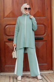 Almond Green Hijab Suit Dress 2010CY - Thumbnail