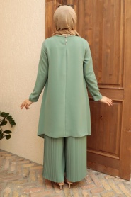 Almond Green Hijab Suit Dress 5715CY - Thumbnail