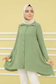 Almond Green Hijab Tunic 4601CY - Thumbnail