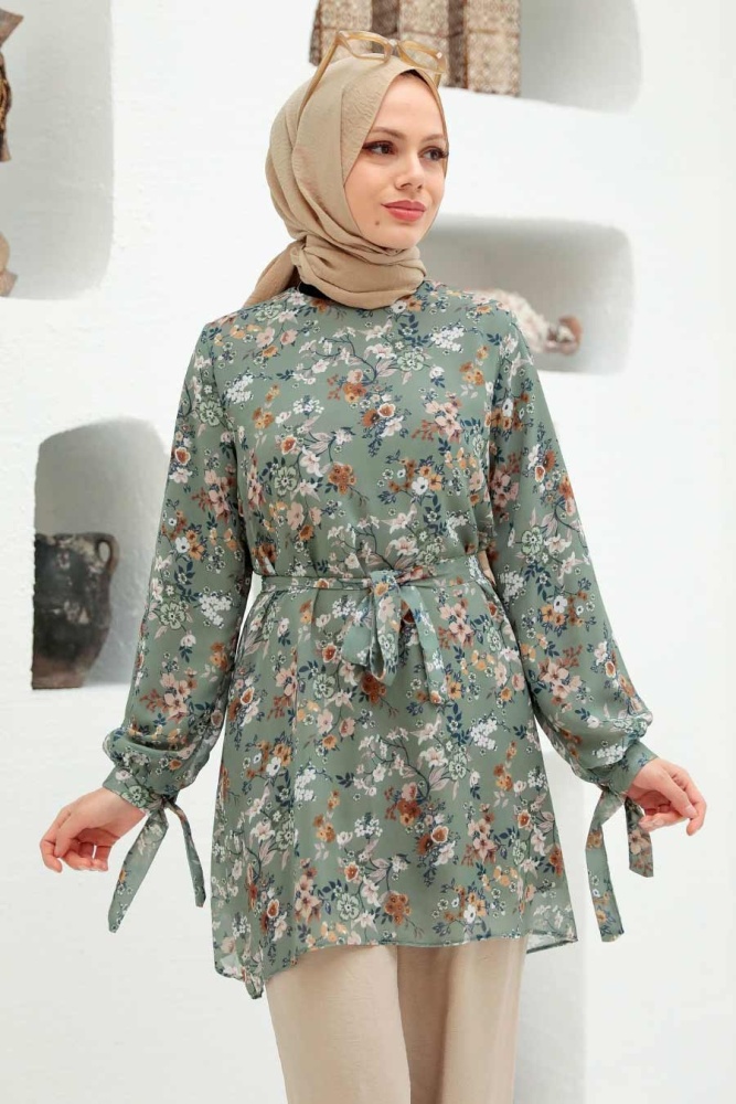 Almond Green Hijab Tunic 56330CY - 1
