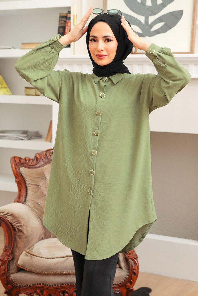 Almond Green Hijab Tunic 6247CY - 2