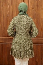 Almond Green Hijab Tunic 70120CY - Thumbnail