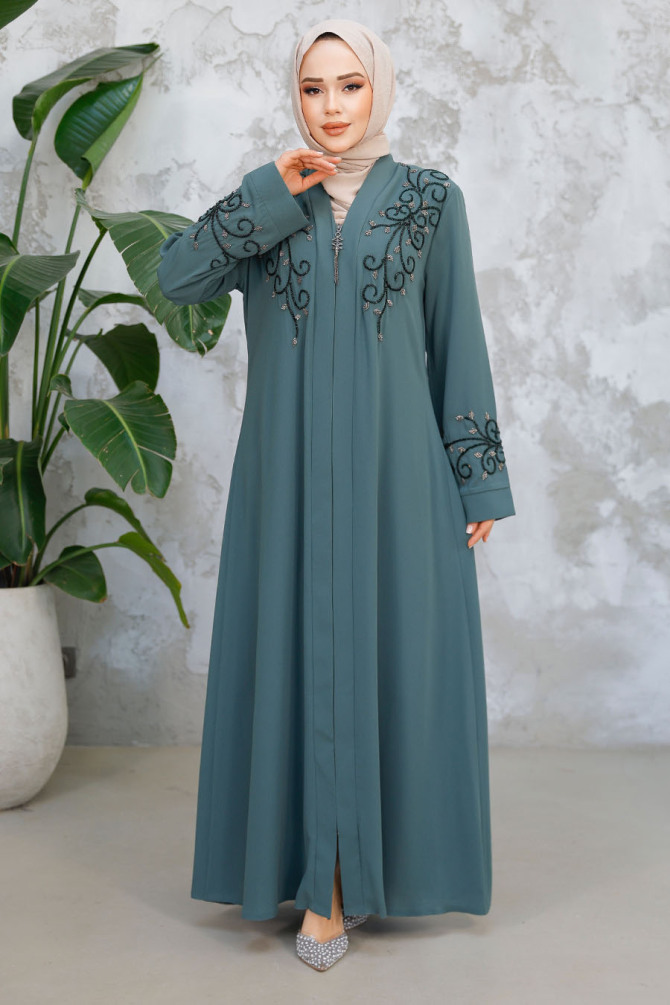 Almond Green Modest Abaya For Women 29107CY - 2