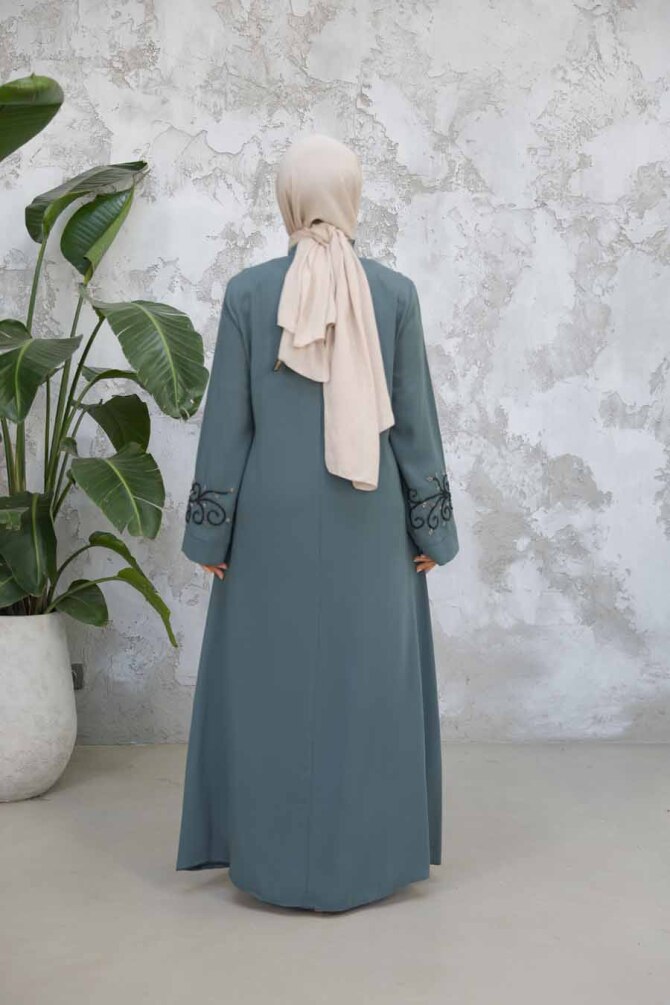 Almond Green Modest Abaya For Women 29107CY - 4