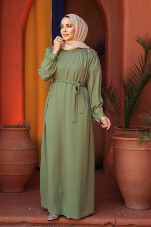 Almond Green Modest Prom Dress 25681CY - 2