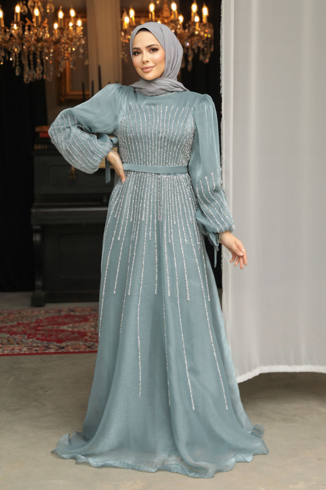 Almond Green Modest Prom Dress 52141CY - 2