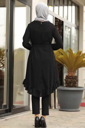 Altı Fırfırlı Siyah Tesettür Tunik 120130S - 2
